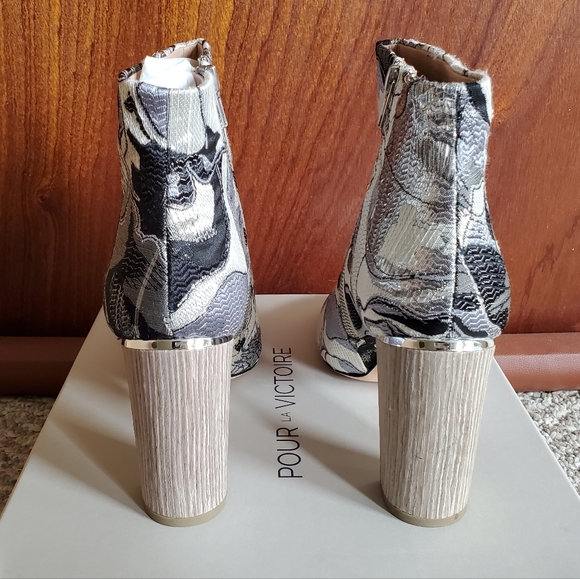 NIB POUR LA VICTOIRE Rickie Brocade Steel Grey High Heel Ankle Boots sz 10 - Picture 8 of 16